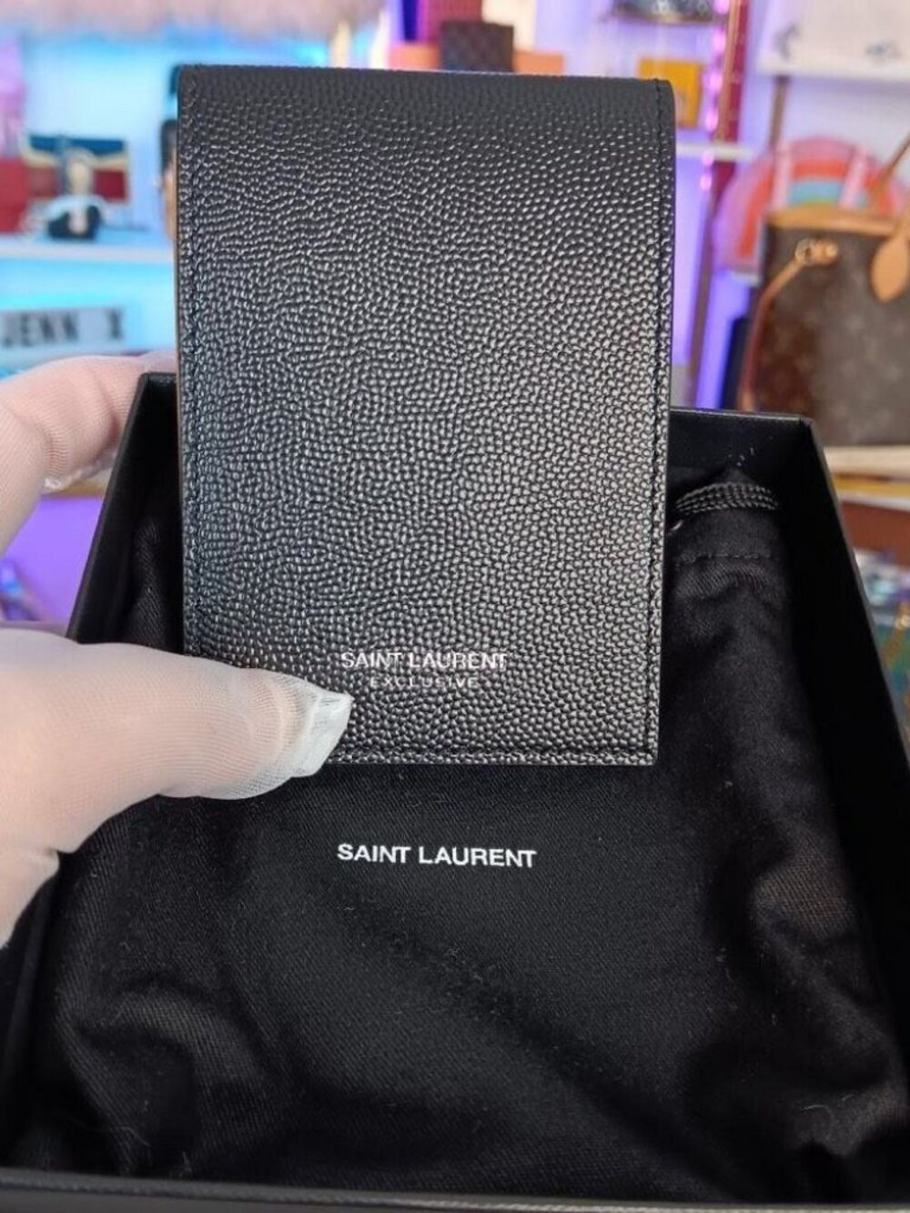 Yves Saint Laurent Black Leather Stationary NotePad Cover Case/Card Case full se
